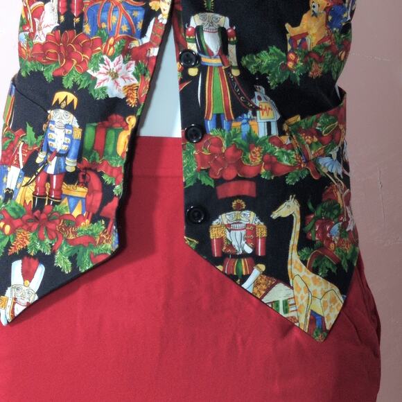 vintage 90s christmas print vest, on tour, medium - Picture 3 of 6